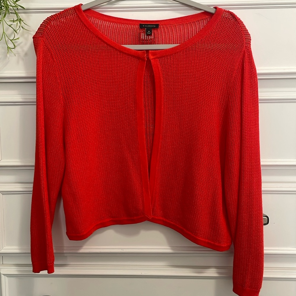 Talbots Red/Orange Lightweight Cardigan - Medium